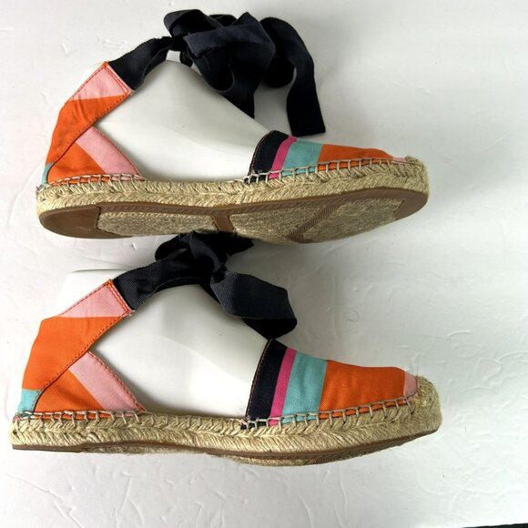 🟣🟣🟣 Marc Fisher Women's Size 6 Striped Colorblock Tie Up Espadrille Sandals - Picture 6 of 11